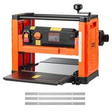 VEVOR Vandiktebank, drie bladen, twee snelheden, 330 mm breedte, elektrische werkbank met 2000 W en 23500 rpm, dubbele wielen, overmatige bescherming, voor harde en zachte houten materialen