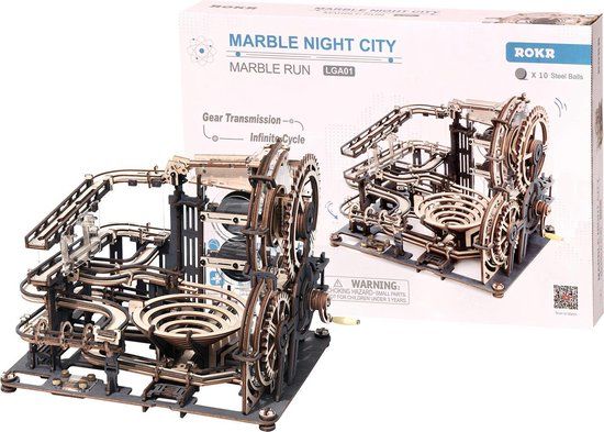 Robotime ROKR Marble Run LGA01 - Wooden Marble Run Construction Kit - 294 Pieces - Level 4 Difficulty