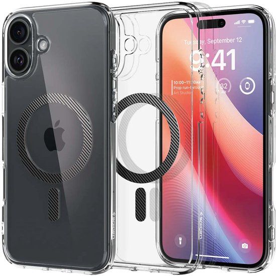Spigen Ultra Hybrid MagFit - Hoesje Geschikt voor Apple iPhone 16 - Compatibel met MagSafe - Back Cover Carbon Fiber