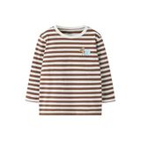 NAME IT MINI gestreepte longsleeve - bruin/wit