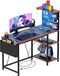 Bureau 120x50 cm avec tableau d'affichage, prises électriques et étagère réversible, noir