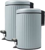 Storage Solutions Koopman International 2x stuks pedaalemmers/vuilnisbakken 3 liter blauw kleur