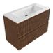Saniclass Badkamermeubelset - 100x45x77.5cm - Torino solid surface wastafel wit - 2 lades - mat walnut pure