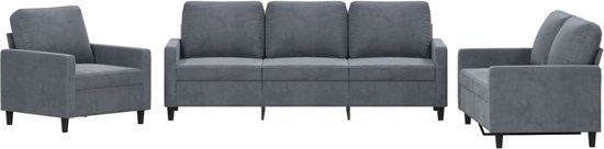 vidaXL 3-delige Loungeset met kussens fluweel donkergrijs