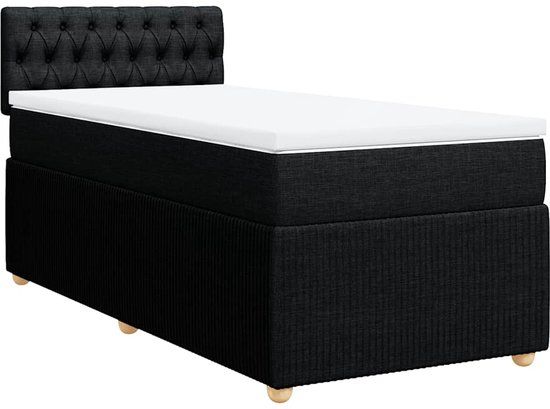vidaXL Boxspring met matras Stof Zwart 90x200 cm