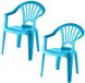 Merkloos 2x Chaise de jardin enfant bleue en plastique 51 cm