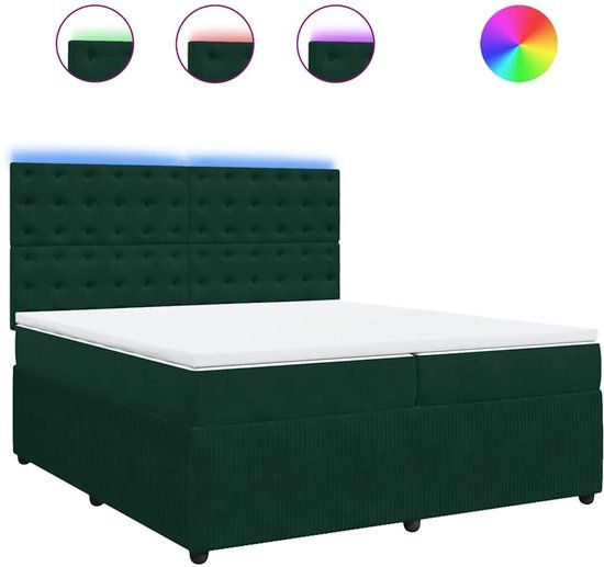 vidaXL Boxspring met matras fluweel donkergroen 200x200 cm