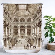 Ulticool Douchegordijn, architectuur elite Romeinse bogen geschiedenis, 180 x 200 cm, wasbaar, schimmelwerend, met 12 ringen, sepia