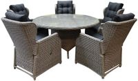 AVH-Collectie Ibiza Riccione dining tuinset 150 cm rond 6-delig grijs verstelbaar