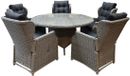 AVH-Collectie Ibiza Riccione dining tuinset 150 cm rond 6-delig grijs verstelbaar