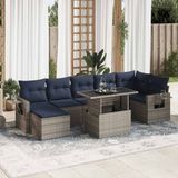 Maison Exclusive - Ensemble de meubles de jardin 8 pièces avec canapé, coussins inclus, couleur gris, en polyrotin et bois d'acacia