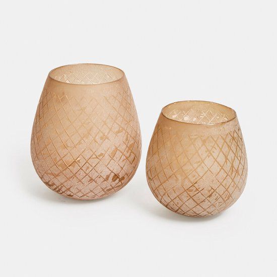 LOBERON Windlicht set van 2 Méloriane wit/beige