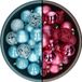 Decoris kerstballen - 74x st - fuchsia roze en ijsblauw - 6 cm - kunststof