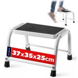 KADAX Opstapkruk, trapladder van staal, huishoudladder tot 150 kg, draagkruk met antislip voeten, huishoudladder, aluminium kruk (1 trede)