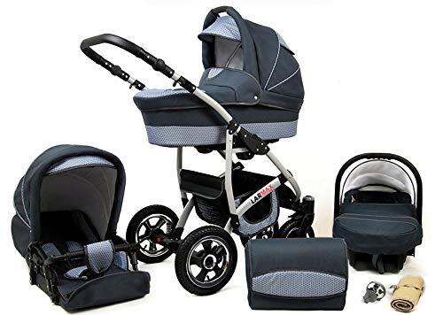 Lux4Kids Kinderwagen 3 in 1 complete set met autostoeltje Isofix babybad babydrager Buggy Larmax van ChillyKids Magic Grey 3in1 (inclusief autostoeltje)