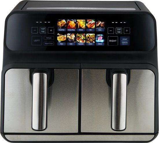 ProfiCook FR 1287 H Dubbele Heteluchtfriteuse - 2 x 4 Liter - RVS - 9 Programma's - Touchscreen