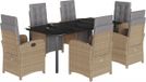 vidaXL Ensemble de jardin 7 pièces avec coussins, beige, en polyrotin