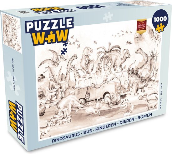 MuchoWow Puzzel Dinosaurus - Bus - Kinderen - Dieren - Bomen - Legpuzzel - Puzzel 1000 stukjes volwassenen - Sinterklaas cadeautjes - Sinterklaas voor grote kinderen