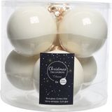 Decoris Kerstballen - 6x st - wol wit - 8 cm - glas