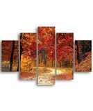 Homemania Muurafbeelding Avenue met bomen, 5 stuks, natuur en landschappen per woonkamer, meerkleurig, 95 x 0,3 x 60 cm, HM205MDF005, MDF