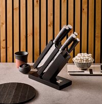 Richardson Sheffield Uta 5-delige messenset - inclusief design messenblok - Gehamerde messen - Pakka hout