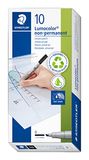 STAEDTLER Lumocolor Permanent Marker, Black, Broad Tip (1.0-2.5mm), 10 Count