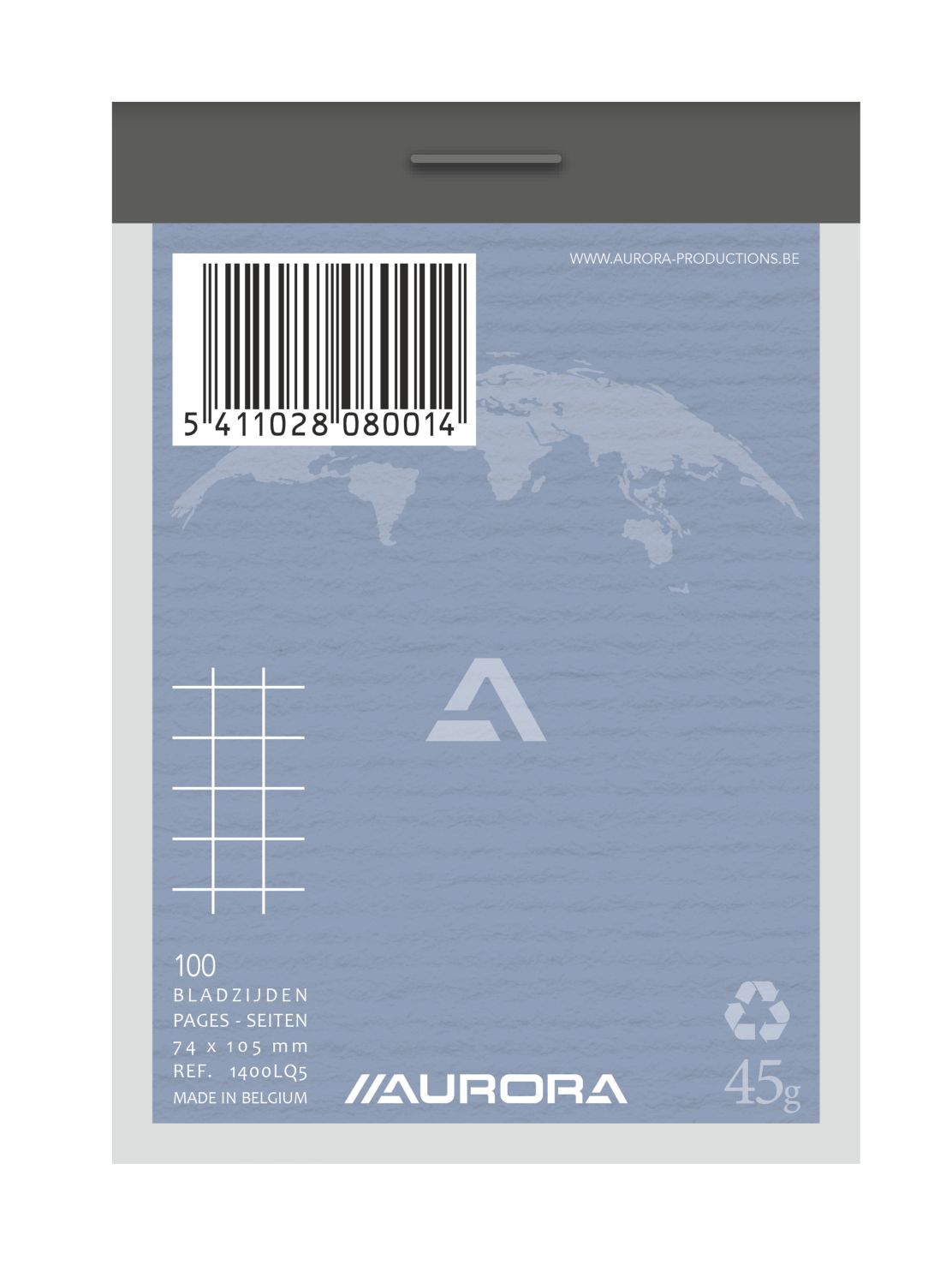 Aurora Office Superior Schrijfblok A7 - Gerecycled - Geruit 5 mm - Groen