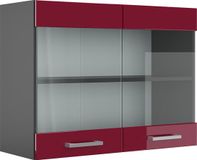Vicco R-Line Glazen keukenkast – 80 cm Rode hoogglans