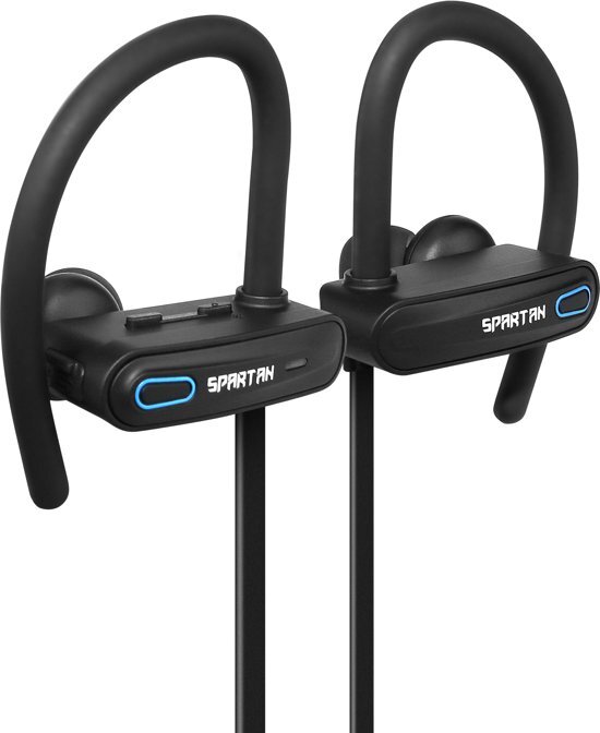 EarHackz Â Spartan Draadloze In ear Bluetooth Sport Oordopjes Headset Koptelefoon Voor hardlopen of fitness Zwartblauw