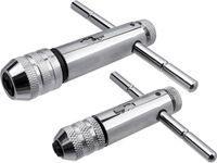 Merkloos / Sans marque Wan GmbH Set van 2 Verstelbare T-Handvat Ratel Schroefdraad Tap Sleutels voor Metrische Kranen M3-M12