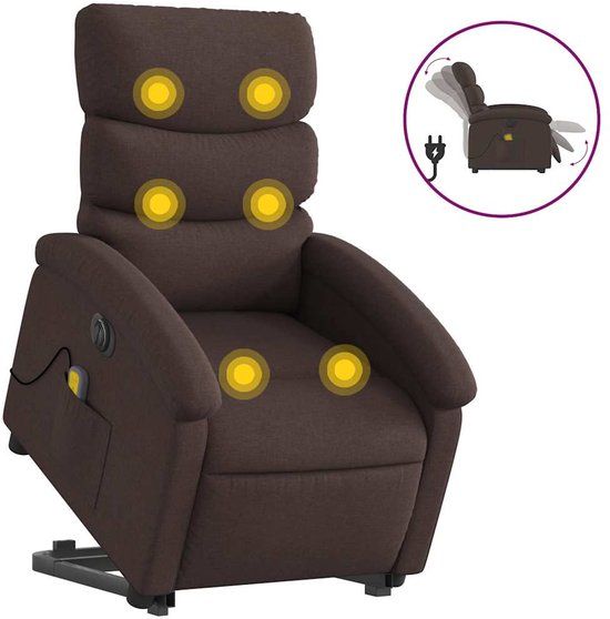 vidaXL Sta-op-massagestoel elektrisch verstelbaar stof donkerbruin