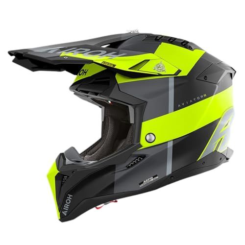 Airoh Helm Aviator 3 AMS² Monarch mat grijs zwart fluo geel