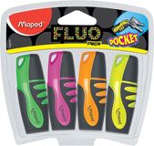 Maped Office Fluo Pep's Pocket tekstmarker - assorti kleuren - clamshell blister x 4