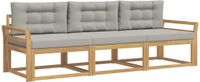 vidaXL - Chaise longue loungeset - 3 zitplaatsen - Wit en lichtgrijs - Polyester