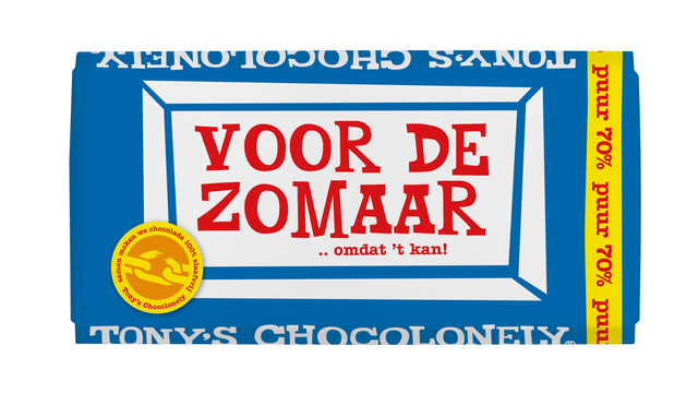 Tony's Chocolonely Chocolade reep 180gr puur "Zomaar"