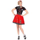 Widmann Poedel Meisje Jaren 50 Kostuum - Rood/Zwart - Maat L