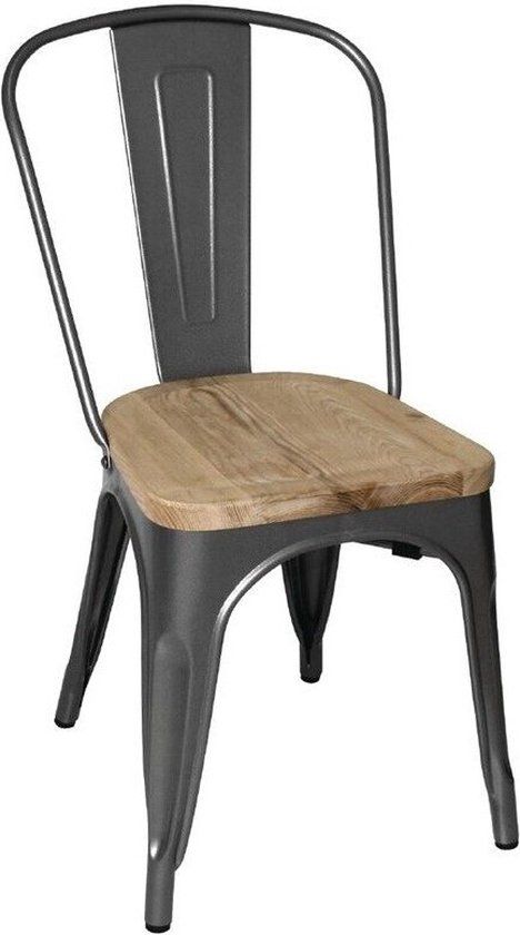 Bolero Stalen Stoelen Met Houten Zitting Grijs (4 Stuks) - Bolero GG708