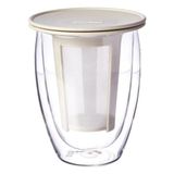 Bodum Tea for ONE Theeglas met kunststof filter (dubbelwandig, geïsoleerd, 0,35 liter) crèmekleurig