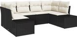 vidaXL Banc de jardin - Ensemble - avec - coussin - 6 - pièces - Noir - poly - rotin