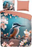 Good Morning Dekbedovertrek Ijsvogel met Bloemen - 2 persoons - 200x200/220 cm - Multi - 100% Katoen Renforcé