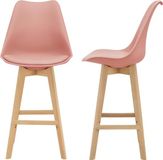en.casa H.T. Trade Service GmbH & Co. KG Barkruk set van 2 kunstleer en beuken 105x48x58 cm roze