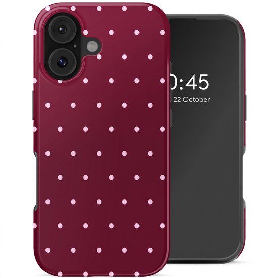 Selencia Hoesje - Geschikt voor Apple iPhone 17 - Backcover - Happy Dots Burgundy