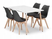 LEOBERT ADRIA Eettafel Set 120x80 cm Wit + 4 MARK Stoelen Zwart