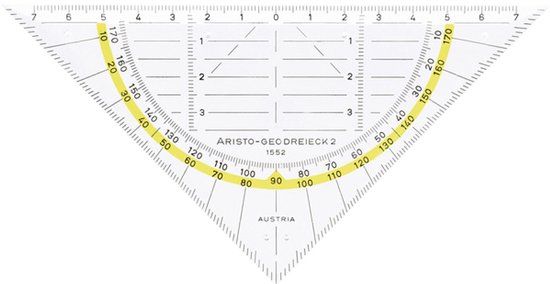 Aristo Geodriehoek 1552 160mm transparant met gele rand | 10 stuks