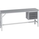 BOTT Werkbank met onderframe achteraan - Lino - 3 ladekast - 2 m