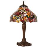 Clayre & Eef Tafellamp Tiffany Bloemen Compleet 40 x ø 26 cm - Bruin Rood Paars Multi Colour - IJzer Glas