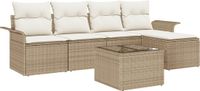 vidaXL Buitensofa met kussen 6-delig Beige polyrattan