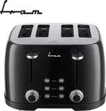 Fram Grille-pain avec 4 Fentes Extra Larges - 7 Niveaux de Brunissement et Fonction de Dégivrage - 1600W - Noir