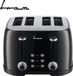 Fram Grille-pain avec 4 Fentes Extra Larges - 7 Niveaux de Brunissement et Fonction de Dégivrage - 1600W - Noir