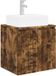 vidaXL meuble de lavabo mural chêne fumé